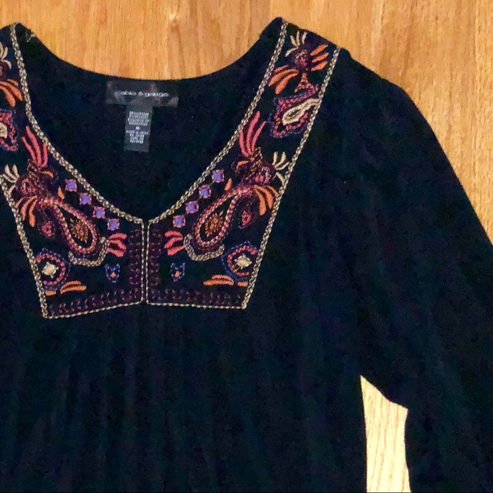 Black three quarter sleeve blouse